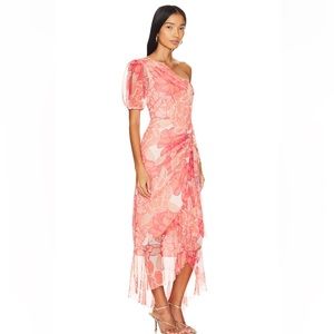 BCBGMaxazria one shoulder floral dress